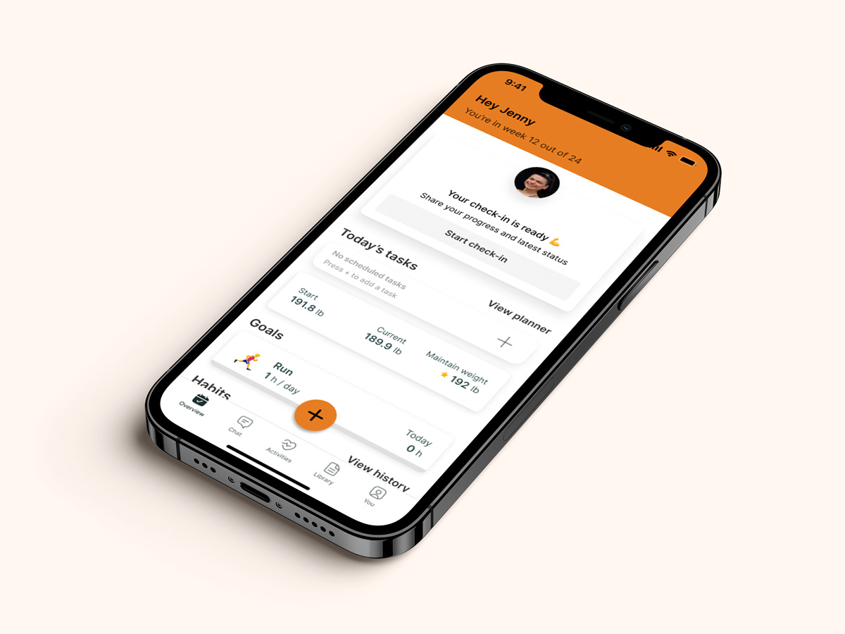A mockup of the coaching app showcasing the features.